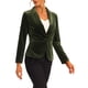 thumbnail image 4 of INSPIRE CHIC Blazer de Terciopelo para Mujer Color Sólido Cuello Chal Una Botón Traje para Trabajar XS Verde Oliva, 4 of 6