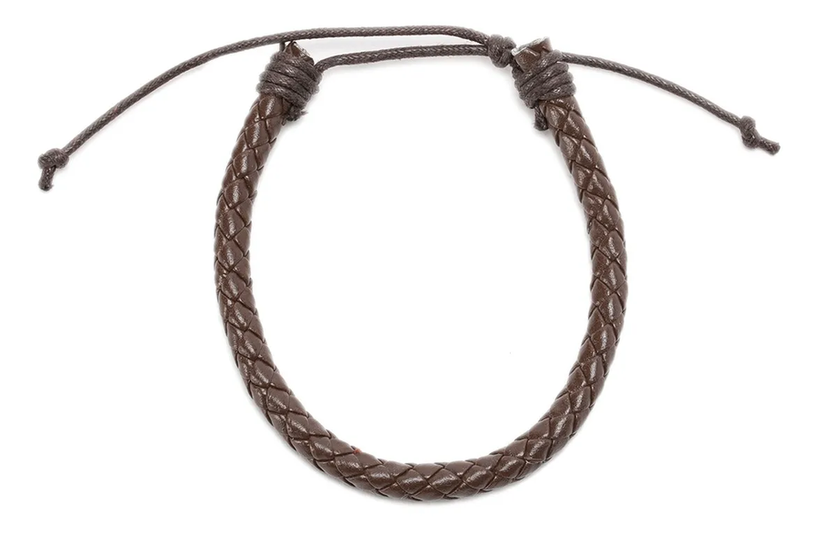 Genérico - Pulsera Cuero Trenzado Ajustable Hombre