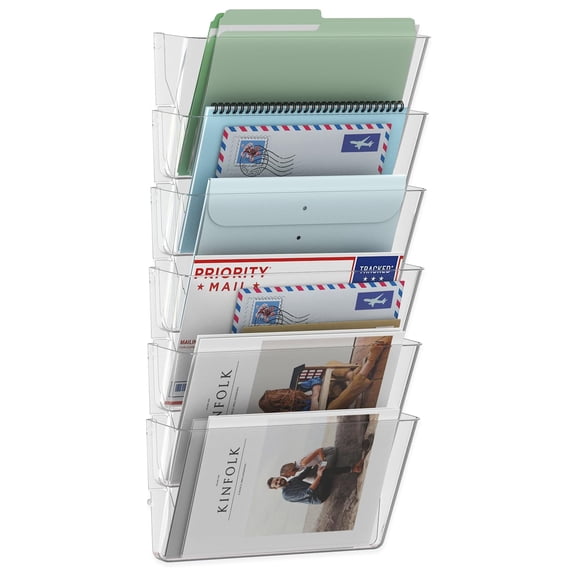Organizador de archivos de pared MINDEPOT, 6 bolsillos, acrílico transparente