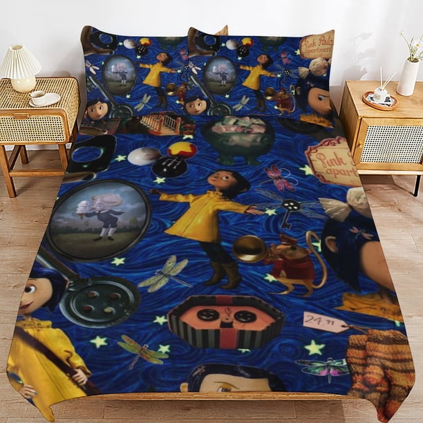 Coraline Duvet Cover Set 3 Piece Bedding Set Double Sided Printing Decorative Comforter Cover Set