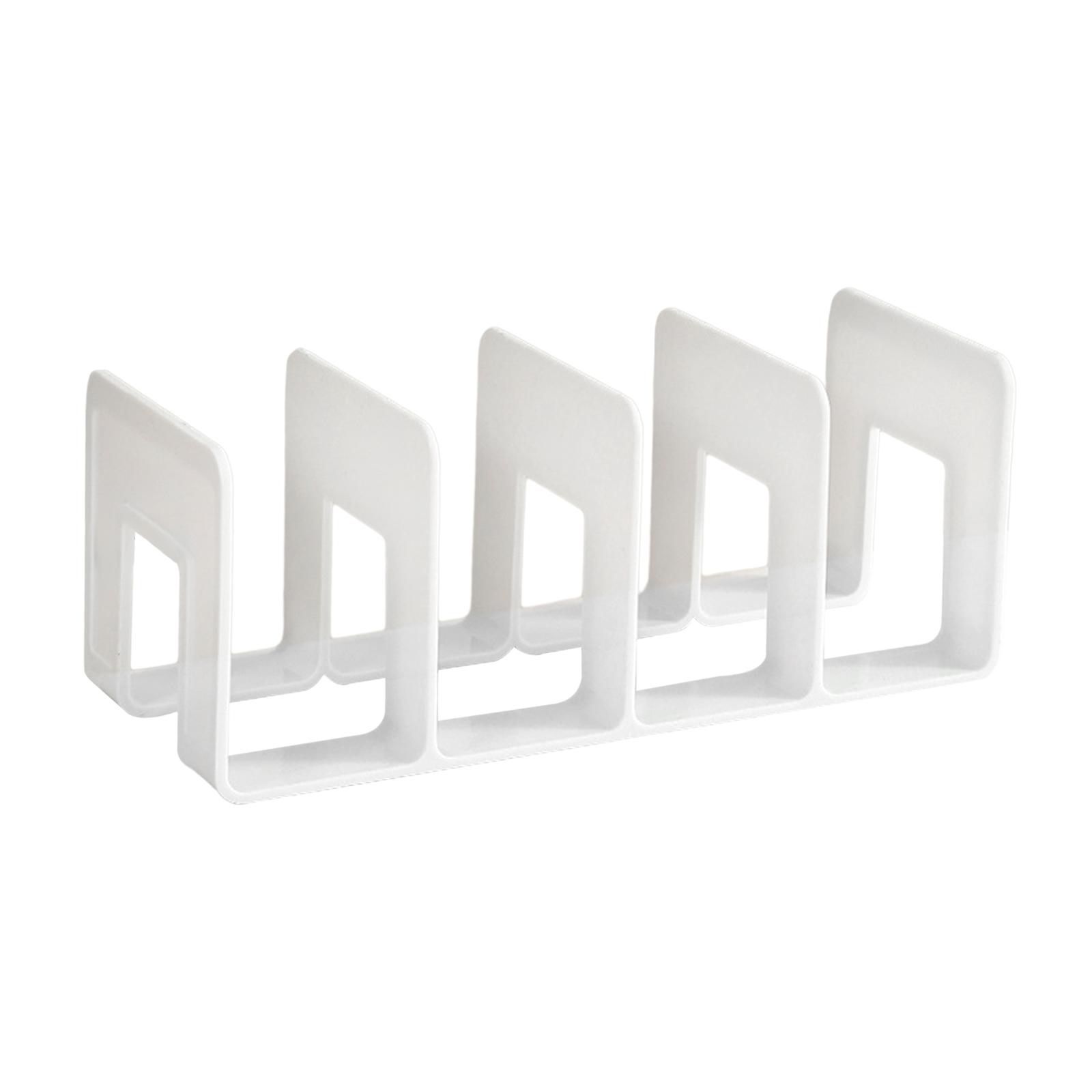 Magideal - Soporte Para Libros, Sujetalibros De Acrílico, Divisores De Estantería Multifunción, Organizador De Bolsos Para Encimera, Sala De Estudio, Estantería Blanco