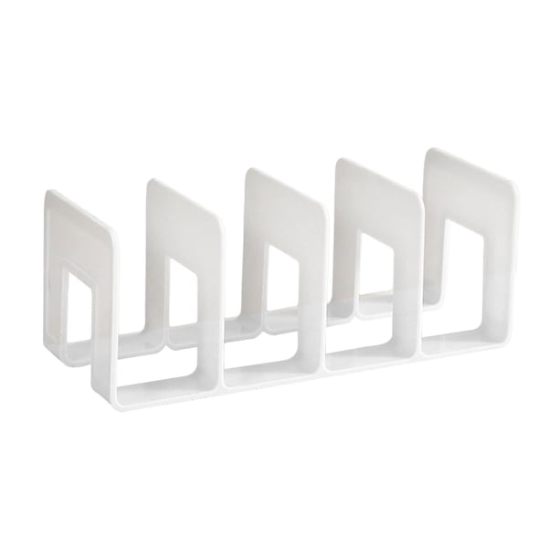Soporte para libros, sujetalibros de acrílico, divisores de estantería multifunción, organizador de bolsos para encimera, sala de estudio, estantería Blanco