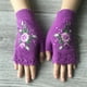 thumbnail image 1 of Flower Embroidery Gloves - Handmade Knit Fingerless Gloves for Women, 1 of 5