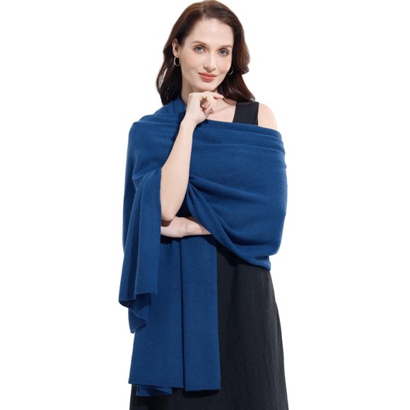 Bufanda RYYOYY 221 cm x 71 cm de mezcla de cachemira y lana – Azul Imperial