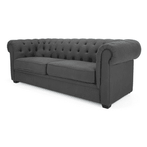 Mueblart - Sofá Chesterfield 2 Cuerpos Felpa Grs Oscuro