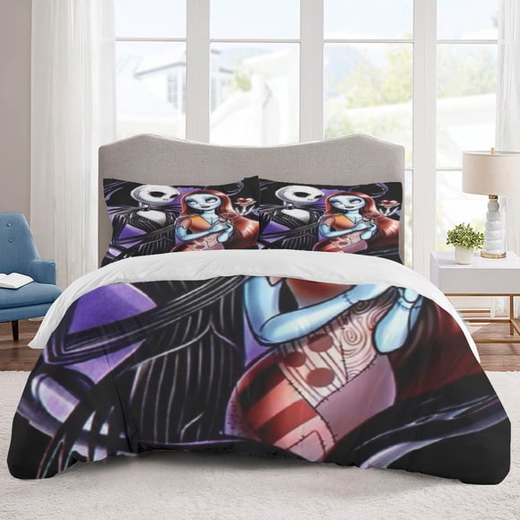 The Nightmare Before Christmas Bedding Sets Cartoon Duvet Cover Lightweight 3 Piece Bet Sets for Kids Boys Girls