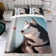 thumbnail image 4 of Husky Siberiano Conjunto de sábanas temático, trío de piezas, cómodo y amigable con la piel, diseño único, regalo de decoración para el hogar para familiares, amigos y fans, 90 cm * 190 cm, 4 of 6
