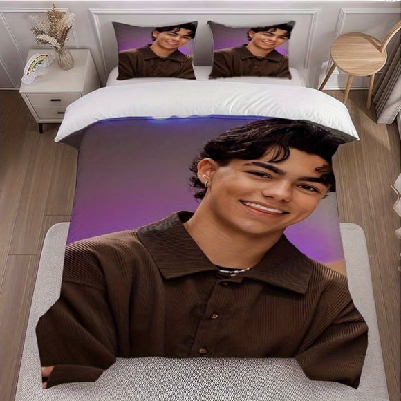 Stylish Curly for Man Smiling Confidently Themed Bedding Set Soft and Comfortable for All Seasons
