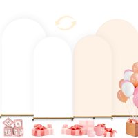 Psasrm - Set De 2 Cubrepiés Con Diseño De Arco Para Bodas, Elastano Blanco Y Beige