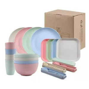 Citohome - Pack De 36 Platos Plásticos Reutilizable Colores Surtidos