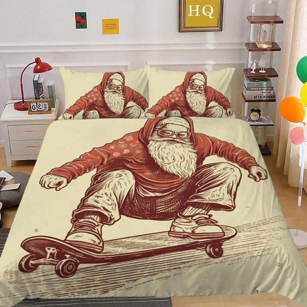 Christmas Gifts Santa Claus Quilt Duvet Cover Set Bed Linen Bedding3-Piece Bedding Set