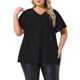 thumbnail image 1 of Agnes Orinda Blusas de Mujer Tallas Grandes Cuello en V Metálico Manga Corta Camiseta Tops de Fiesta 3X Negro, 1 of 6