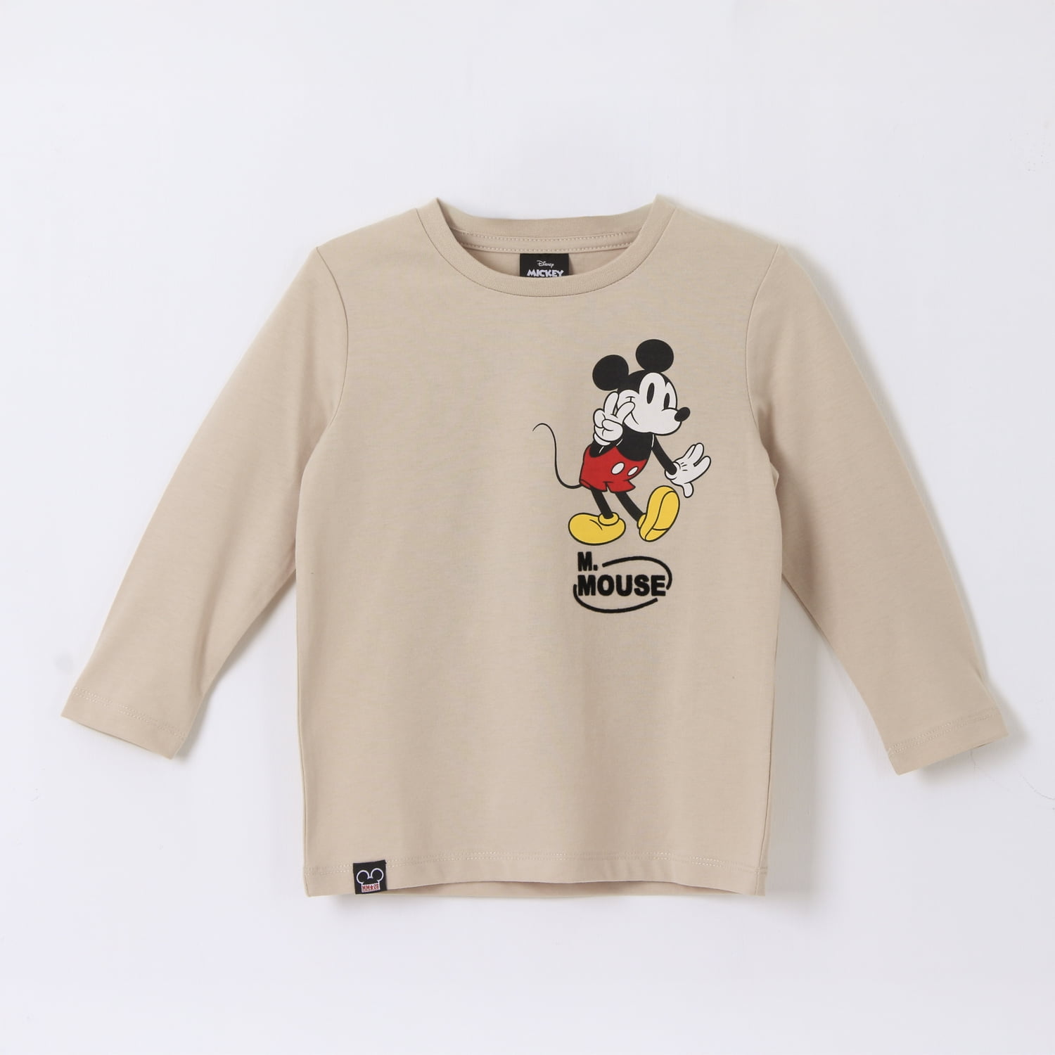 Polera Manga Larga Niño Back Print Mickey Beige Disney