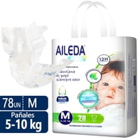 Pañales Infantiles Desechables Aileda - Tamaño M (5-10 Kg) 78 Unidades Paquete Portátil Sin Género Específico