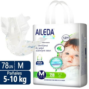 Pañales Infantiles Desechables Aileda - Tamaño M (5-10 Kg) 78 Unidades Paquete Portátil Sin Género Específico