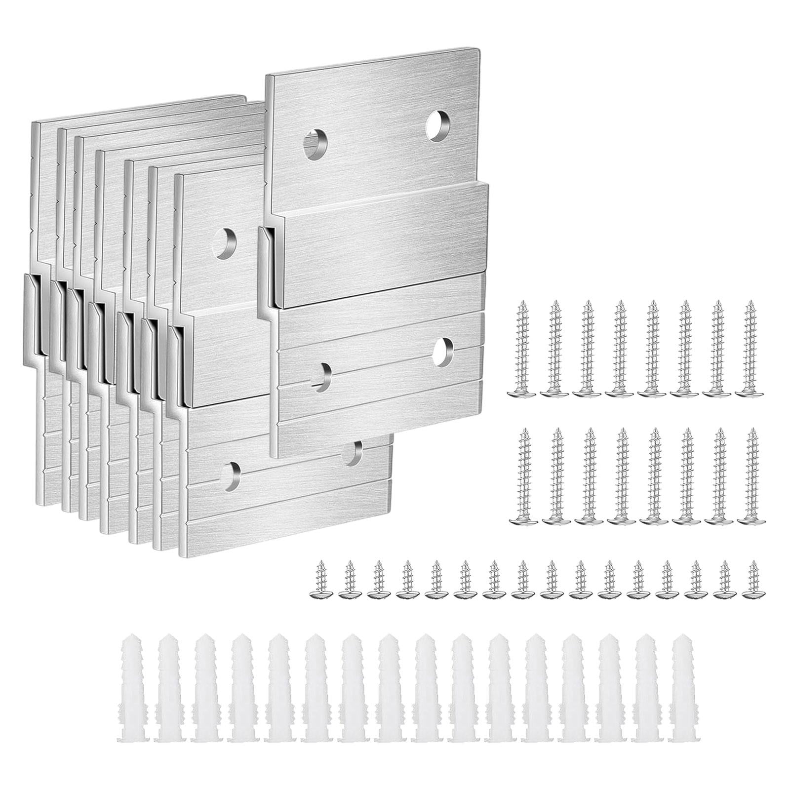 Magideal - 8 Pares De Soportes De Montaje En Pared Para Colgar Cuadros Con Tacos Franceses, Resistentes Con Tornillos, Juego De Herrajes Para Gabinete De Espejos