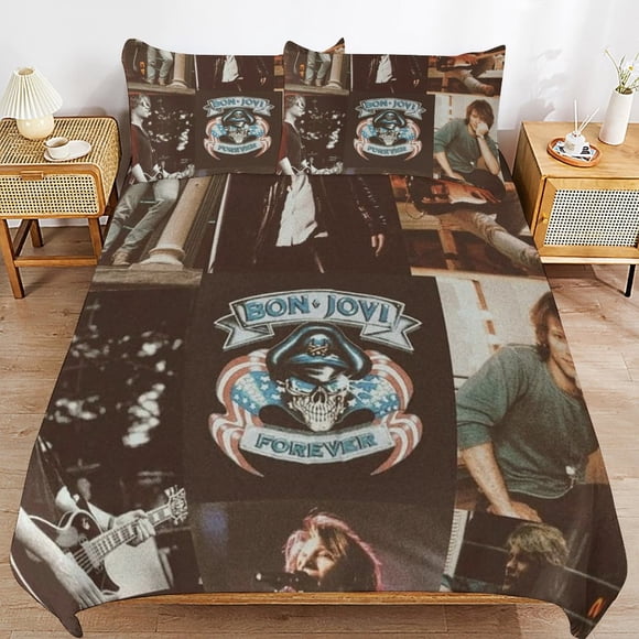 Jon Bon Jovi Bedding Solution Soft Texture Smooth Finish Cozy Zipper Duvet Cover Sets for Family Sleep