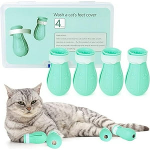 Veat00L - Botas Antiarañazos Para Gatos, 4 Piezas Zapatos Ajustables De Silicona Para Gatos Accesorios, Guantes Protectores De Uñas, Suministros Para Mascotas Para El Aseo De Gatos, Baño, Afeitado