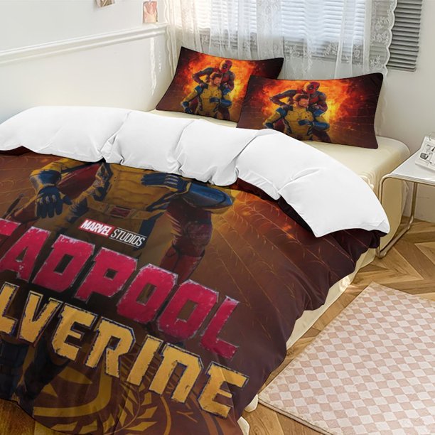 Deadpool & Wolverine Bedding Comforter Sets 3-Piece Bedding Set Soft Warm Bed Set for Bedroom All Season