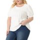 thumbnail image 4 of Agnes Orinda Blusas de Talla Grande para Mujeres con Mangas Cortas Abullonadas Cuello Redondo Camisas Plisadas Blusas Túnica 3X Blanco, 4 of 6