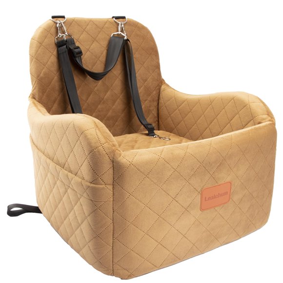 Asiento de coche Dog Booster Lealchum, ultrasuave, espuma viscoelástica, café