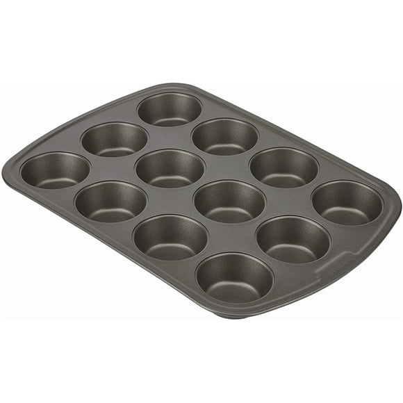 Molde para magdalenas GoodCook Everyday, acero antiadherente, 12 tazas, gris
