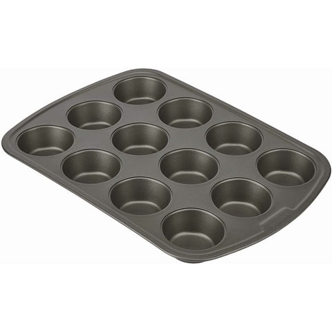 Molde Para Magdalenas Goodcook Everyday, Acero Antiadherente, 12 Tazas, Gris