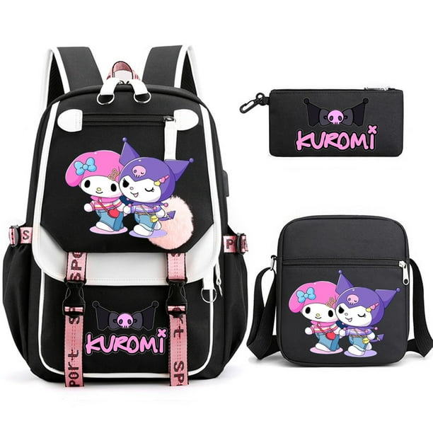 3pcs Kuromi Backpacks Patchwork Capacity Women Men Travel Mochilas With Shoulder Bags Ins Laptop Teens School Bags