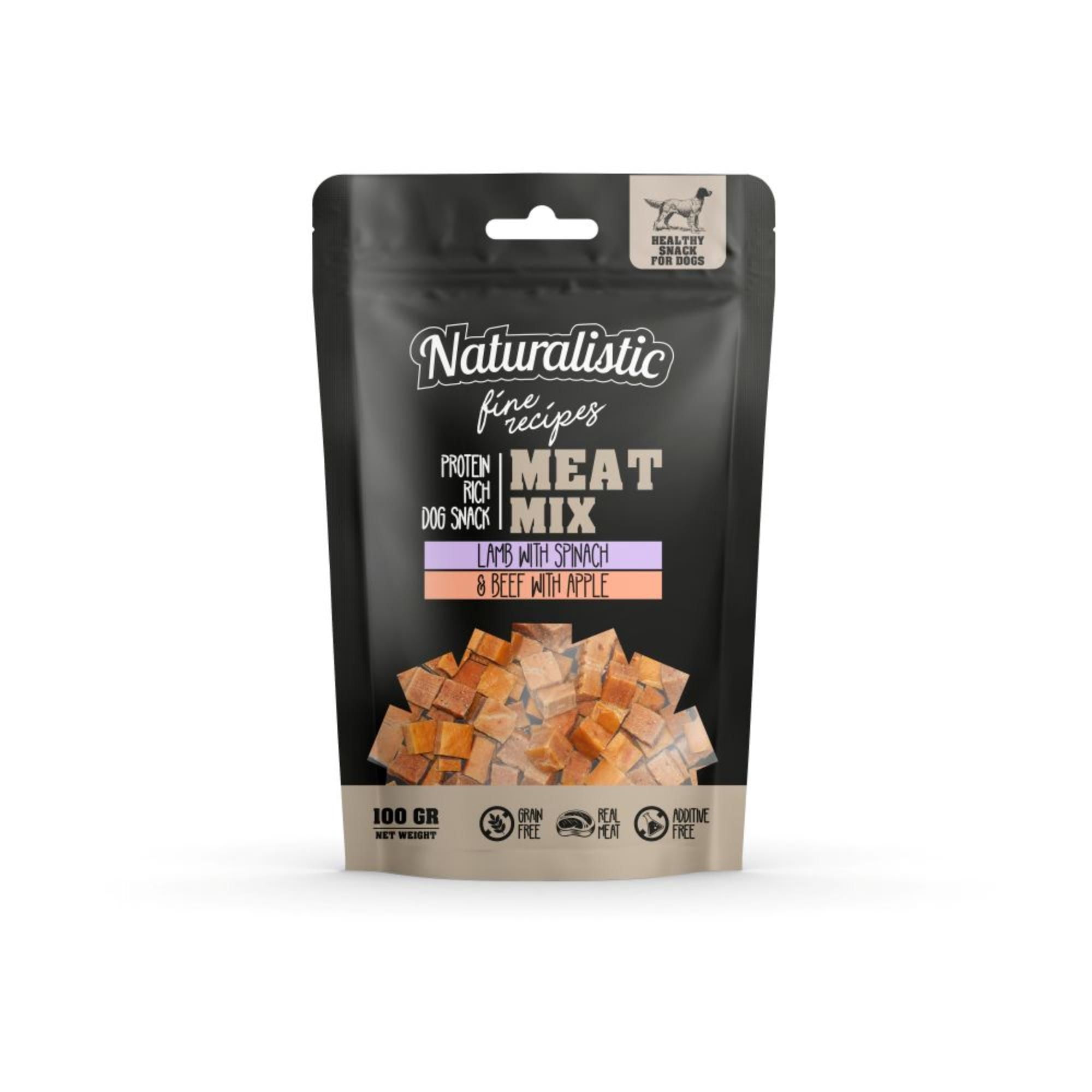 Snack Perro Meat Mix Lamb Con Spinaca & Beef Apple Bolsa g g Naturalistic