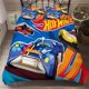 thumbnail image 1 of Bedding Set 100% Soft Comfortable Microfiber Hot Wheels Sports Car- 1 Duvet Cover + 2 Pillowcases Zipper Pink Grey, 1 of 3