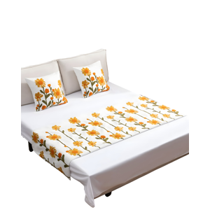 Genérico - Set De Piecera Bordada Con Dos Fundas Blanco 07