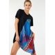 thumbnail image 4 of Saronite Blusa Tipo Túnica Elástica de Manga Corta con Estampado de Pañuelo, Negra/azul (para Mujer), 4 of 5
