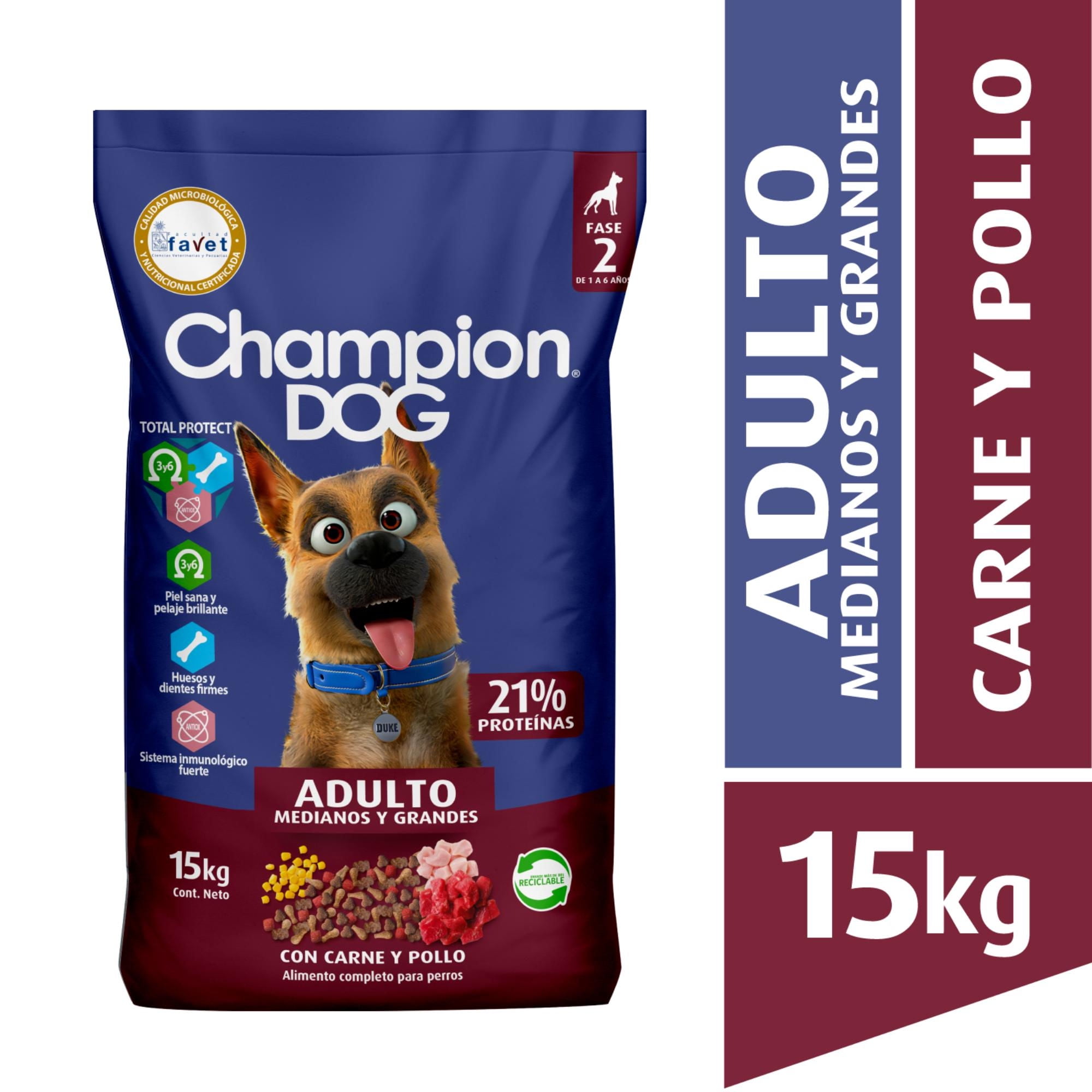 Champion Dog - Alimento Seco Perro Adulto Raza Mediana/Grande Carne Y Cereales Bolsa