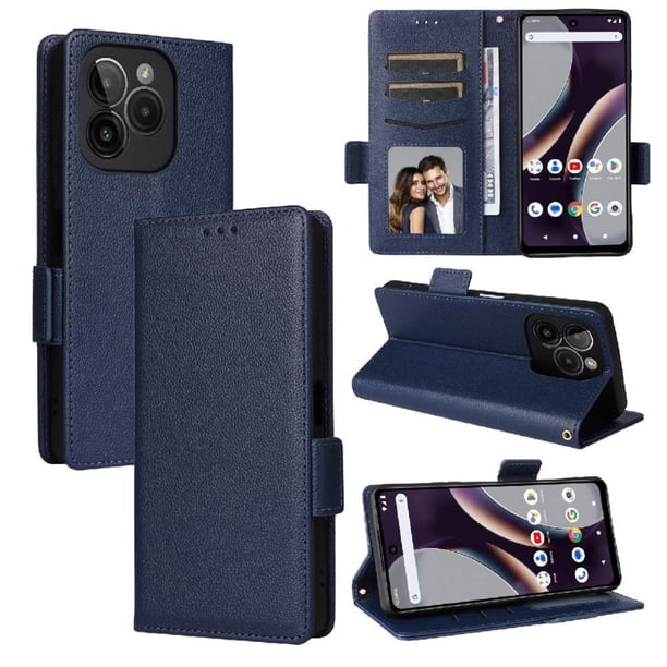 Funda Cartera para BLU Bold K10 Tapa Flip con Ranuras y Soporte Azul
