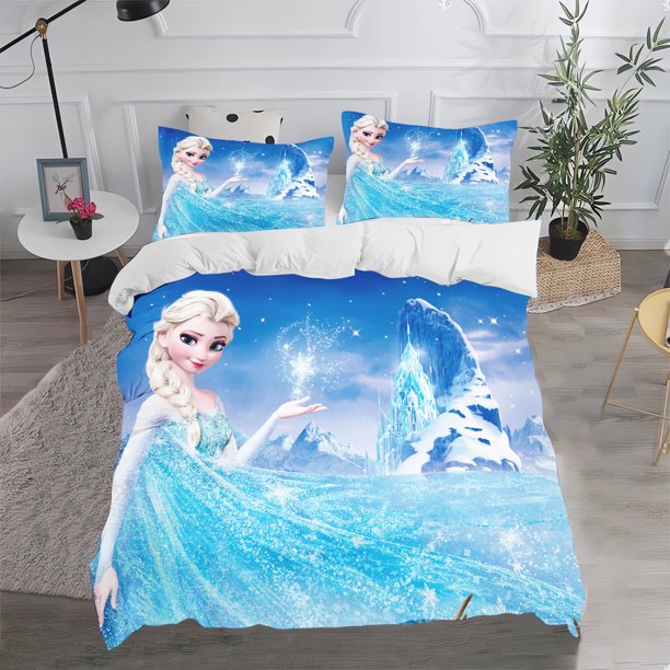 Frozen Princess Elsa Home Decor Anime Bedding Set Duvet Cover 100% Polyester 3pcs Cute Printed Cartoon Quilt Cover