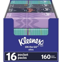 Kleenex - Paquetes De Pañuelos De Papel Higiénico De Bolsillo, 16 X 10 Unidades, Color Blanco, Caja