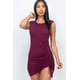 thumbnail image 1 of Vestido Mini Fruncido con Cordón y Hombreras sin Mangas Color Burdeos L, 1 of 2