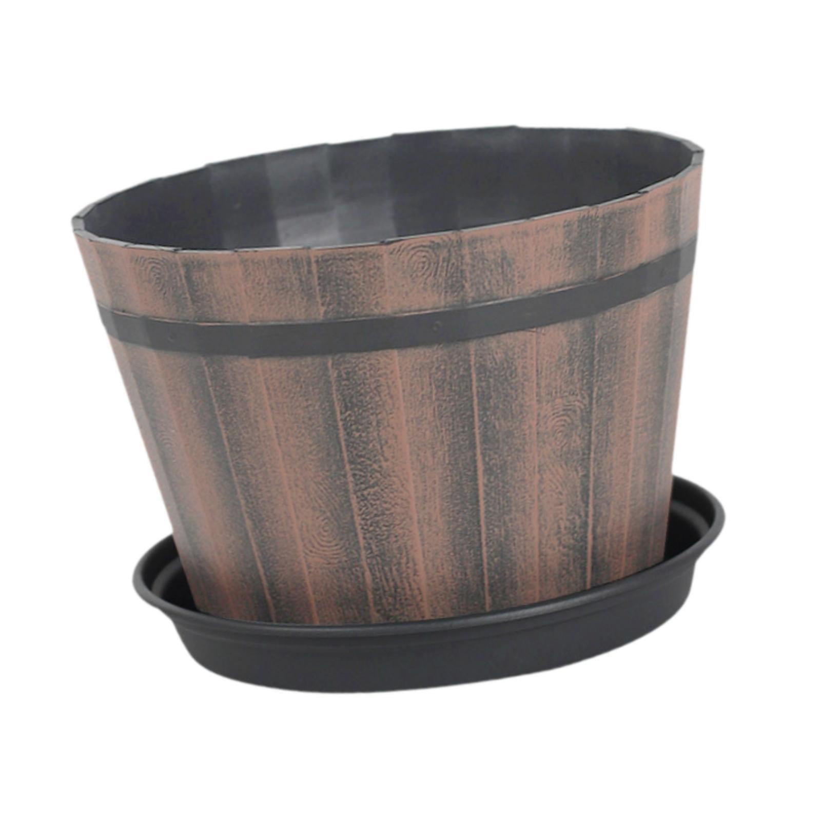 Ioensy - Macetero De Barril Versátil Para Jardín, Ideal Para Escritorio De Casa, De 12 Pulgadas