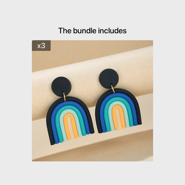 Boho Colorful Ceramic Polymer Clay Loop Earrings - Sweet & Lovely Candy Rainbow Pendant Drop Earrings - Perfect Gift for Women & Girls!