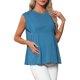 thumbnail image 4 of INSPIRE CHIC Blusas de Maternidad para Mujeres, Camisetas sin Mangas con Pliegues Peplum, Manga Corta, Camisa Casual Elegante para el Embarazo, M Azul Lago, 4 of 6