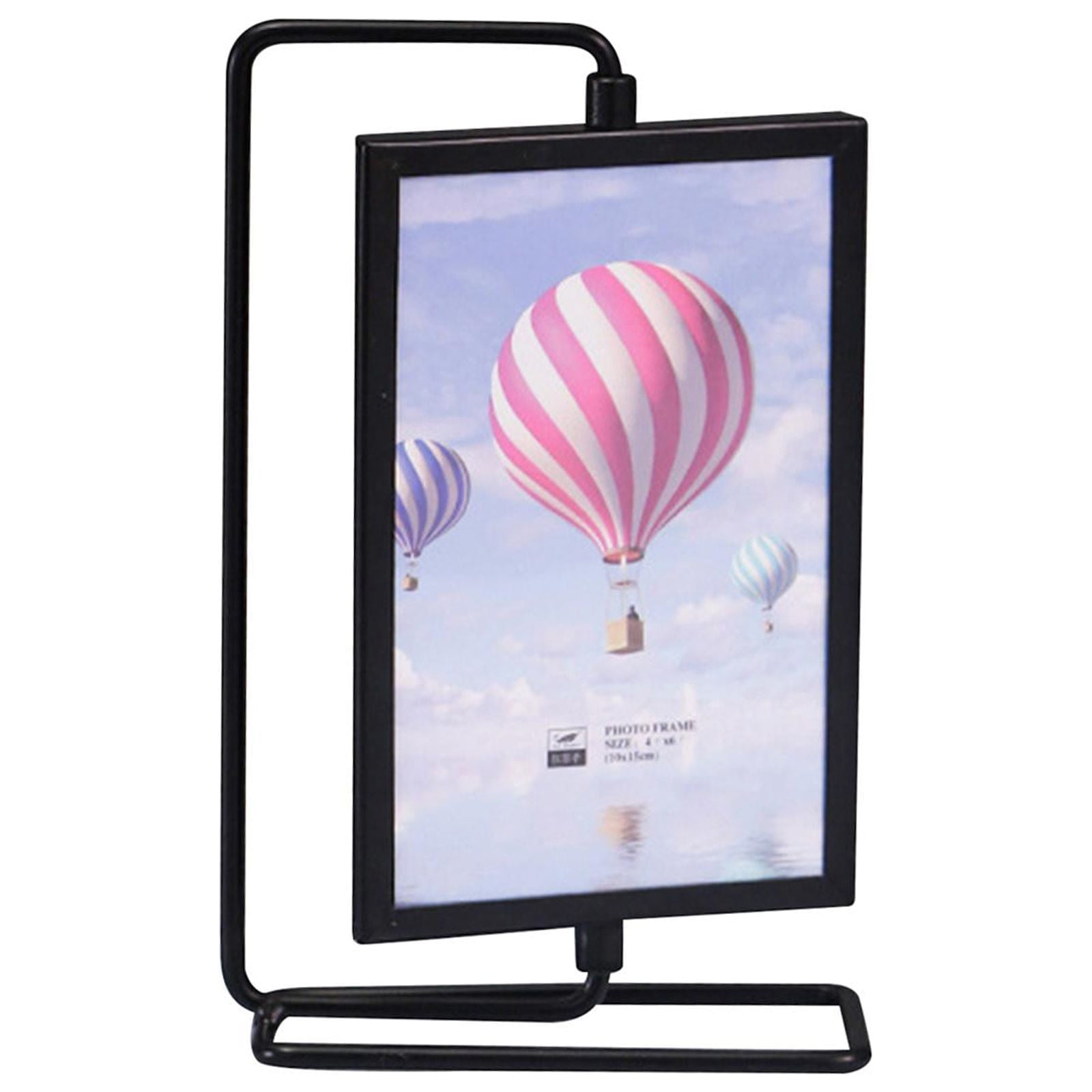 Magideal - Marco De Fotos Tarjetas De Decoración Soporte De Exhibición Con Álbumes De Fotos Frontales De Vidrio Marco De Fotos Giratorio Para Inauguración De La Negro 20x12.5cm