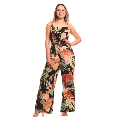 Likeshop - Enterito Premium Casual Diseño Flores Botones 198