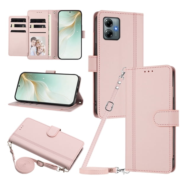 Funda Cartera para Motorola MOTO G Power 2025 con Bolsillo para Billetes, Rosa