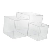 Magideal - 3 Piezas Expositor Cubo Acrílico Soporte Para Pasteles Base Para Joyas Organizador De Figuras Estructura Ligera Con Fondo Hueco Adecuado Para Fiestas Transparente