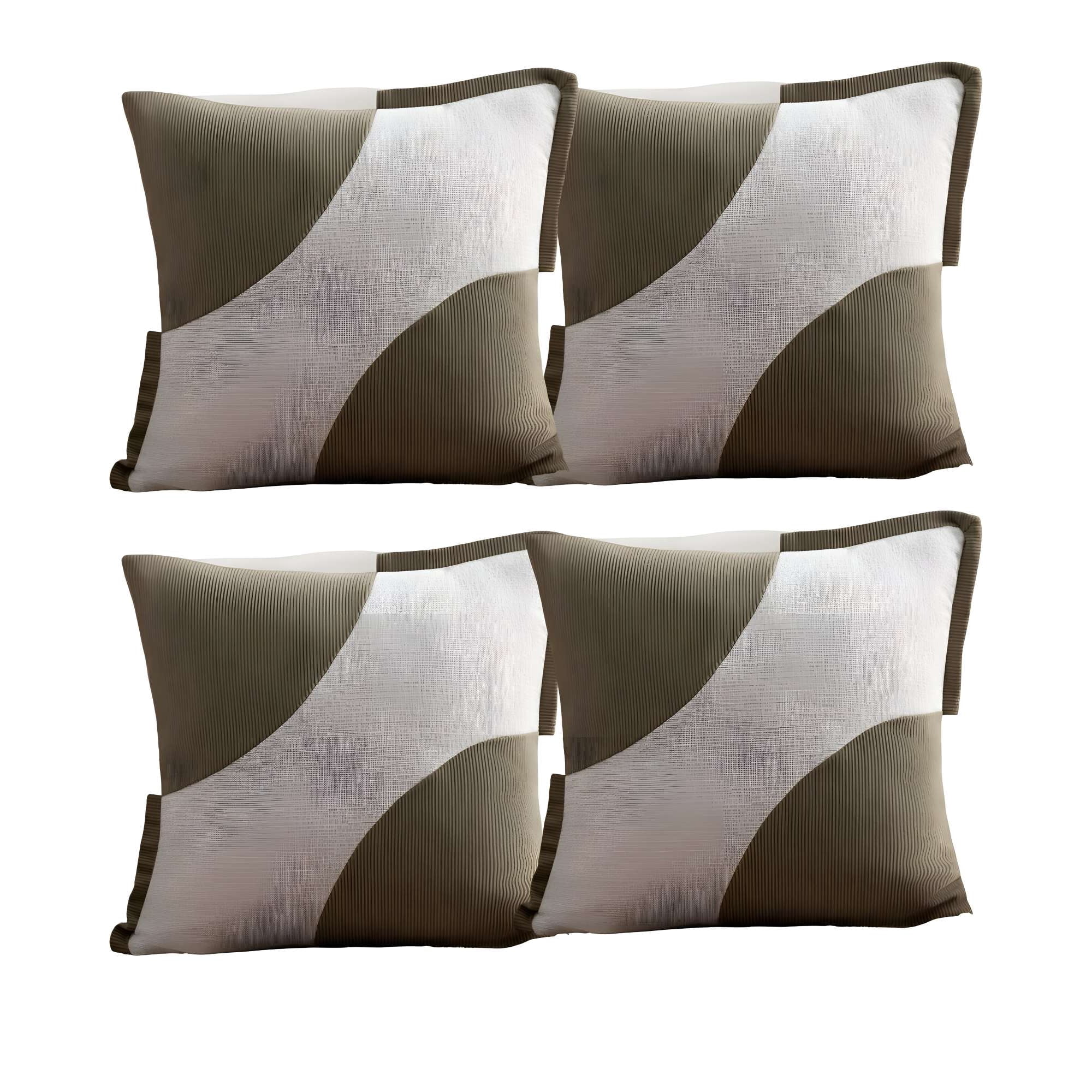 Genérico - Pack De 4 Fundas De Cojines Diseño Tela Pana Empalmado 45cm X 45 Cm Verde Oliva