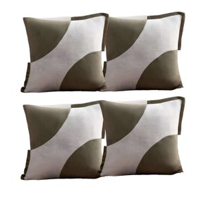 Genérico - Pack De 4 Fundas De Cojines Diseño Tela Pana Empalmado 45Cm X 45 Cm Verde Oliva