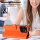 thumbnail image 3 of Funda de Cuero Tipo Billetera para Motorola Moto G 5G 2025 / 2026 6.7", con Tarjetero, Pulsera, Soporte a Prueba de Golpes con Relieve de Patrón Feliz, Funda para Teléfono, Naranja, 3 of 8