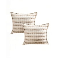 Genérico - Juego De 2 Fundas De Cojin 45Cmx45Cm A Rayas Beige Con Café