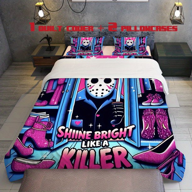 3pcs Shine Like a Killer Themed Printed Three Piece Bedding Set Soft Quilt Cover And Two Pillowcases