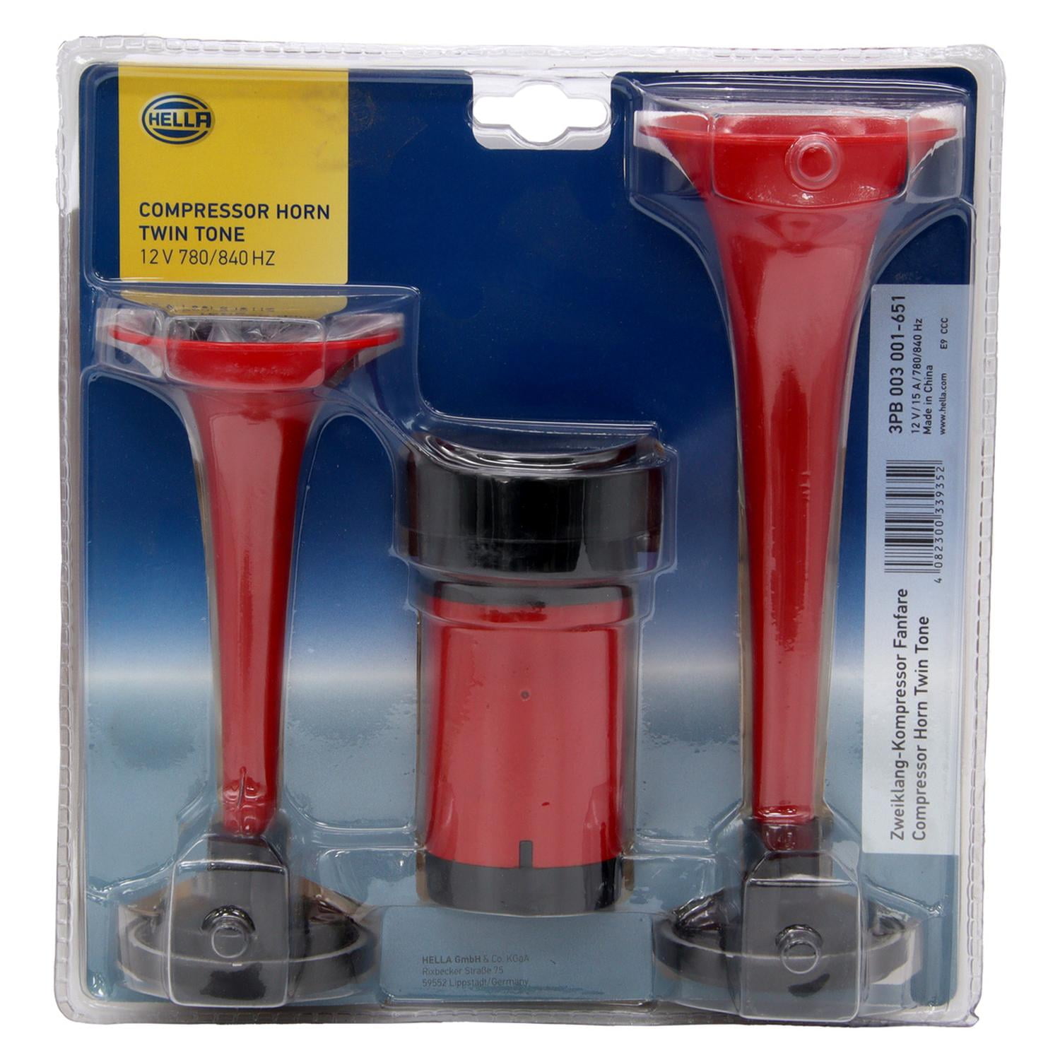 Hella - Bocina Eléctrica Doble 12v 240w 118db + Compresor Negro